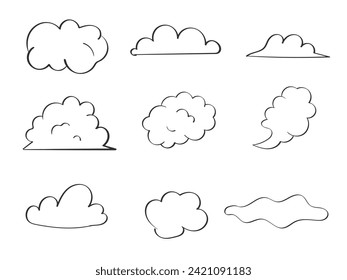 Cloud. hand drawn clouds set vector