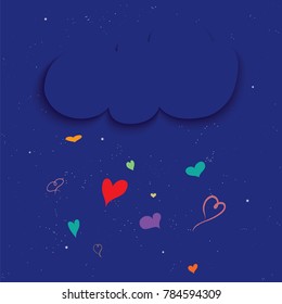 Cloud with hand drawn hearts-Valentine's Day concept.Vector illustration.