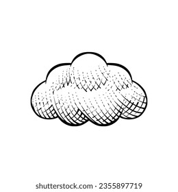 Cloud hand drawn Illustration in engraving style