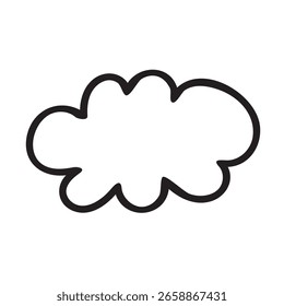 Nube. Icono de contorno dibujado a mano. Diseño de Vector. Arte de los niños. Ilustración sobre fondo blanco.