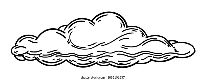 Estilo retro vintage de nube a mano aislado en fondo blanco. Elemento de diseño de dibujos animados. Ilustración vectorial.