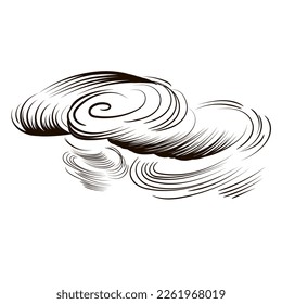 Cloud in handgezeichnet Vintage Retro-Stil einzeln auf weißem Hintergrund. Cartoon-Design-Elemente. Vektorgrafik.