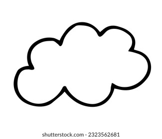 Die Wolkenhand mit Bürste gemalt. Doodle-Cloud-Symbol einzeln auf weißem Hintergrund