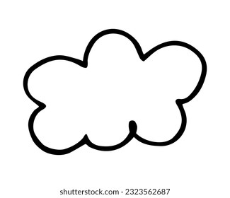 Mano en la nube pintada con pincel. Icono de nube Doodle aislado en fondo blanco