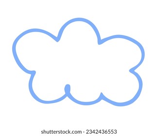 Die Wolkenhand mit Bürste gemalt. Doodle-Cloud-Symbol einzeln auf weißem Hintergrund