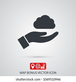 Cloud in a hand vector icon 