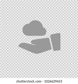 Cloud in hand vector icon eps 10. Simple isolated pictogram.