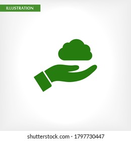 Cloud in a hand vector icon , lorem ipsum Flat design