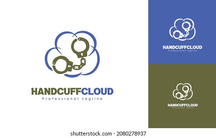 Cloud Handcuffs Logo Design. Vector