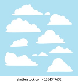 cloud hand-drawn set blue sky clouds collection vector illustration 