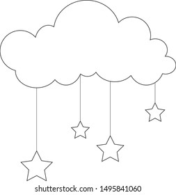 
cloud with hanging stars. vector illustration