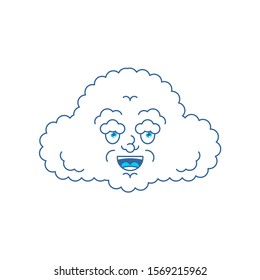 Cloud happy emoji. Face merry emotions. Cloud man Joyful. Vector illustration