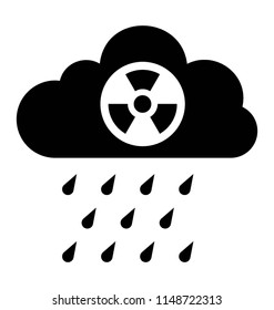 
Cloud having nuclear radioactive sign and rain showing nuclear fallout icon 
