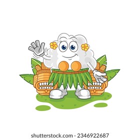 the cloud hawaiian waving character. cartoon mascot vector