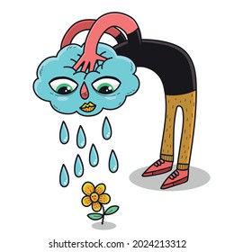 Flor de agua de mascota de cabeza de nube