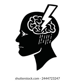 Wolke im Kopf, Stress, Silhouette Vektorillustration