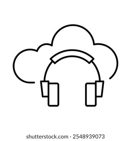 Cloud Headphone Line Icon. Cloud Technology Editable Stroke Vector Illustration