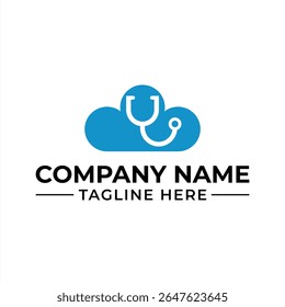 Cloud Health Medical Logo Design Idea Stethoscope Integrated for Healthcare Technology or Modern Clinic Branding Concept