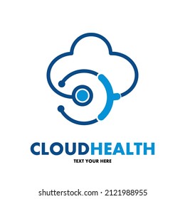Cloud health vector logo template. This design use stethoscope symbol. Suitable for internet, medical and business.