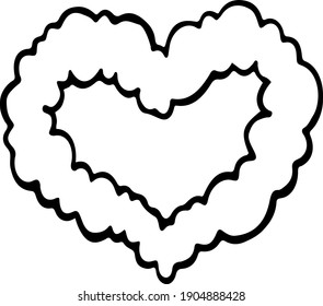 corazón de nube dibujado a mano en un vector con una imagen en forma de corazón