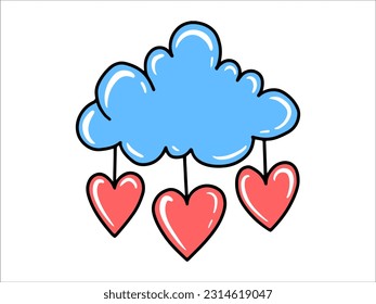 Cloud with Heart icon Illustration	