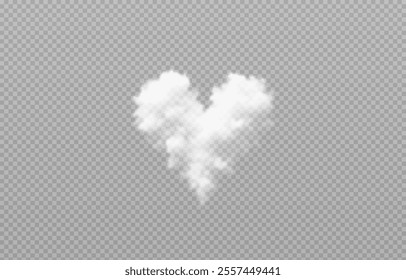 Cloud heart icon. Cloud in the shape of a heart on a png background. Isolated objects. EPS 10