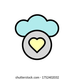 Cloud, heart icon. Simple color with outline vector elements of internet storage icons for ui and ux, website or mobile application