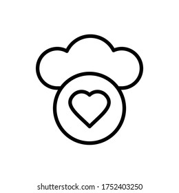 Nube, icono del corazón. Línea simple, contorno de elementos vectores de iconos de almacenamiento de Internet para ui y ux, sitio web o aplicación móvil