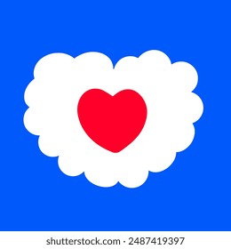 A cloud with a heart inside. Flat romantic element, icon. Vector