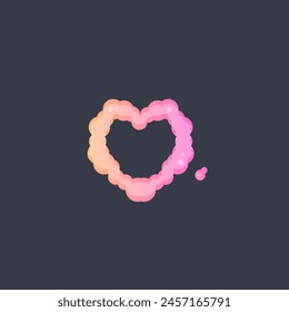Cloud Heart Pink Frame Vector Isolated Design