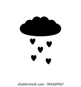 Cloud and heart rain flat icon