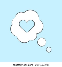 Cloud with a heart, speech bubble, vector illustration.