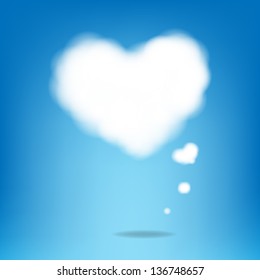 Cloud From Hearts With Blue Background With Gradient Mesh, Vector Illustration