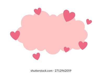 Nube con corazones. Silueta de color. Vista frontal y lateral. Vector simple ilustración gráfica plana. Objeto aislado sobre un fondo blanco.