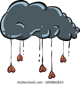 Cloud with hearts, illustration, vector on white background