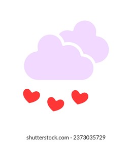 Cloud with hearts line icon. Relationship, love, date, Valentine's day, connection, marriage, family, feelings. Vector color icon on a white background for business and advertising.