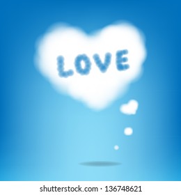 Cloud From Hearts With Text With Gradient Mesh, Vector Illustration