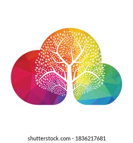 Cloud Heavy Green Tree Vector Template Design. Tree Cloud Vector Design.