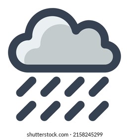 Cloud with heavy rain in gray filled color icon. Weather, rainstorm, forecast, climate