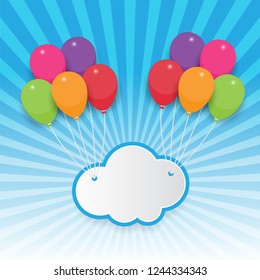 Cloud Held with Colorful Balloons