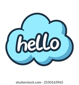 cloud hello sticker fashion lifestyle cool vector illustration template design