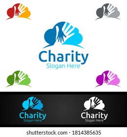 Cloud helping Hand Charity Foundation Creative Logo für freiwillige Spenden von Kirchen oder Wohltätigkeitsorganisationen