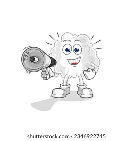 el vector de altavoces de mano de la nube. personaje de caricatura