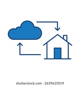 Cloud Home Blue Line Editable Stroke Icon. Real Estate, Building, House, Home, Property Vector Illustration