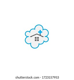 Ilustración del logotipo del concepto de cuidado en el hogar en la nube