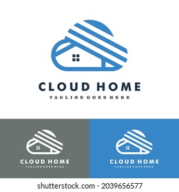 Cloud Home Cloud House Logo set vector icon illustration design