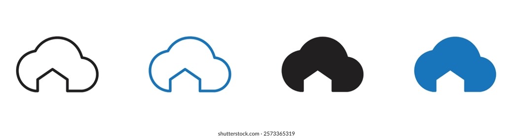 Cloud home icon Flat line symbol