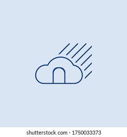 cloud home line iconic vector illustration 