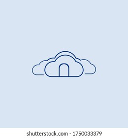 cloud home line iconic vector illustration 