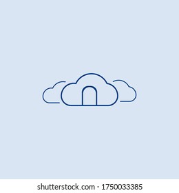 cloud home line iconic vector illustration 
